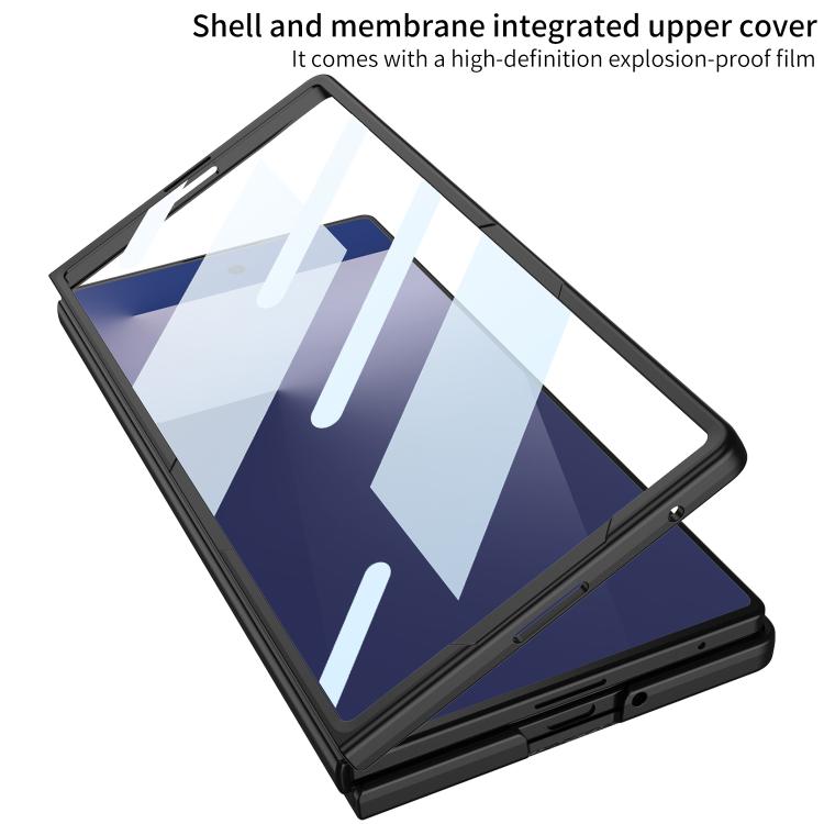 Funda de cuero ultrafina integrada GKK con ranuras para tarjetas para Samsung Galaxy Z Fold7 5G (fibra de carbono)