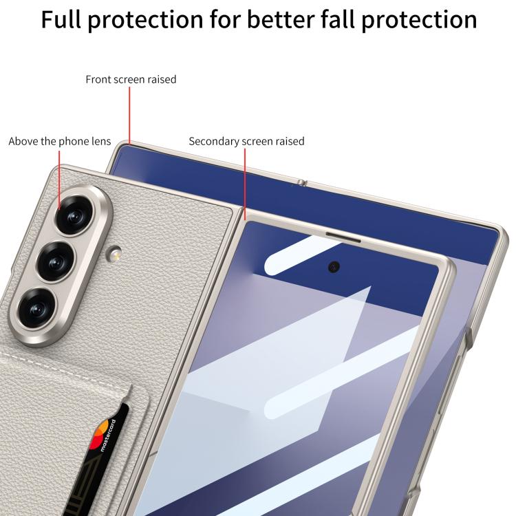 Funda de cuero ultrafina integrada GKK con ranuras para tarjetas para Samsung Galaxy Z Fold7 5G (fibra de carbono)
