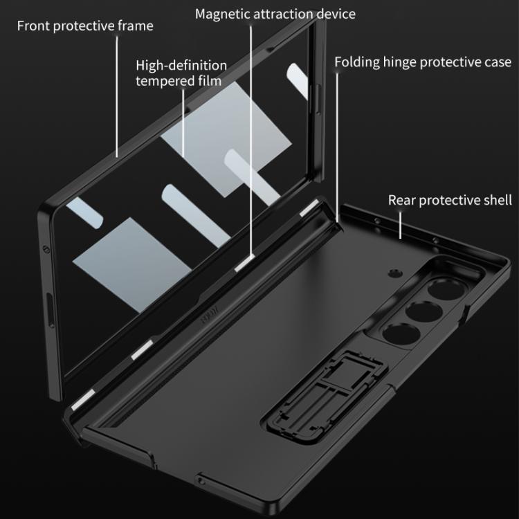 Funda plegable magnética con película HD integrada GKK para Samsung Galaxy Z Fold7 5G (gris titanio)