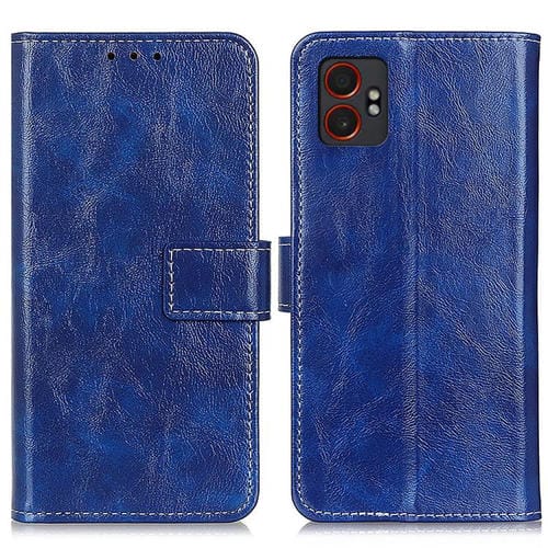 Funda de cuero con textura retro de caballo loco para Samsung Galaxy XCover7 Pro (azul)