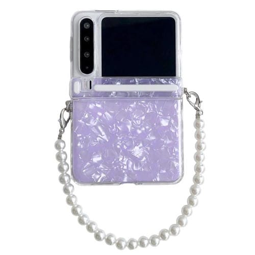 Funda para Huawei Pura X con hebilla lateral y textura perlada, con pulsera (morado)