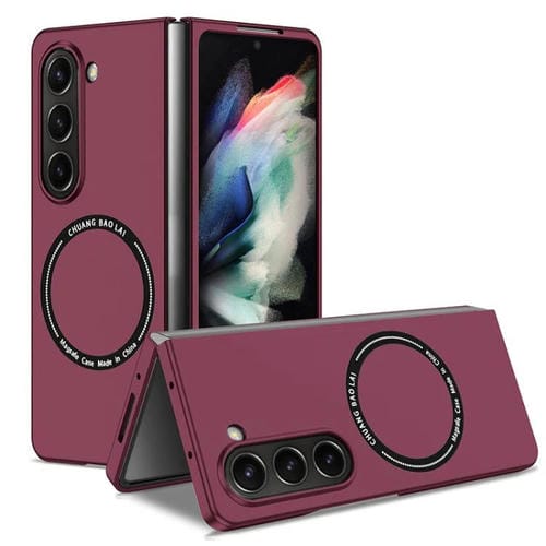 Funda de PC Kalebol MagSafe a prueba de golpes y esmerilada para Samsung Galaxy Z Fold5 (rojo vino)
