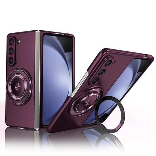 Funda para Samsung Galaxy Z Fold5 con soporte giratorio MagSafe Kalebol para PC (rojo vino)