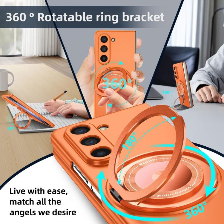 Funda para Samsung Galaxy Z Fold5 con soporte giratorio MagSafe Kalebol para PC (naranja)
