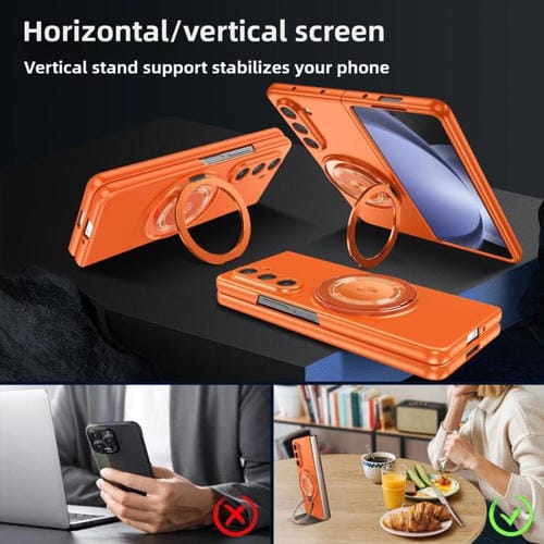 Funda para Samsung Galaxy Z Fold6 con soporte giratorio MagSafe Kalebol para PC (rojo vino)
