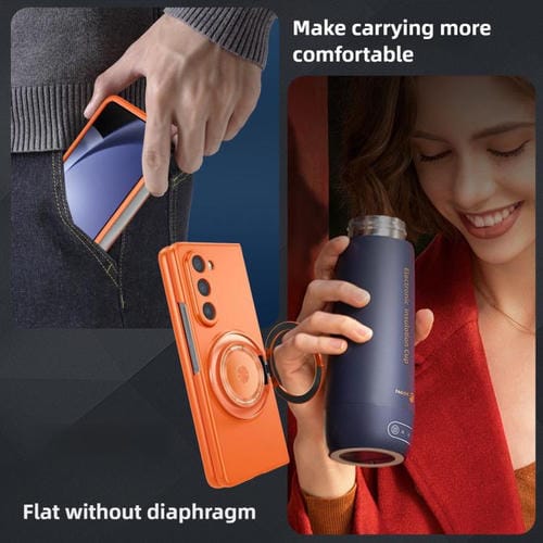 Funda para Samsung Galaxy Z Fold6 con soporte giratorio MagSafe Kalebol para PC (rojo vino)