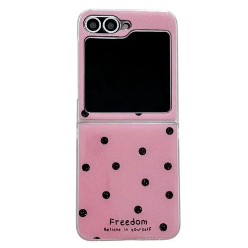 Funda con estampado de puntos brillantes para Samsung Galaxy Z Flip5 (rosa y rojo)