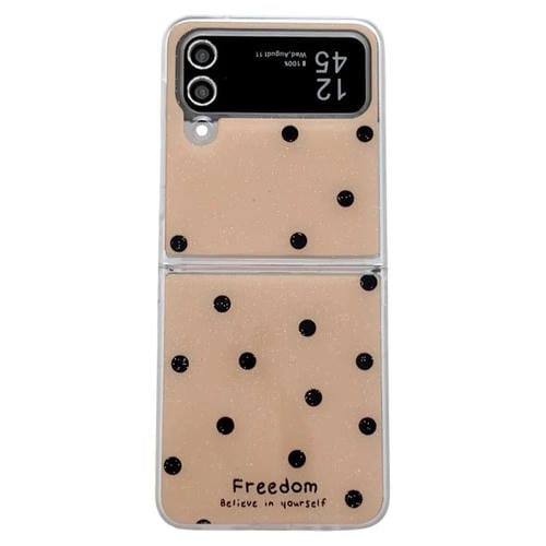 Funda para Samsung Galaxy Z Flip3 5G con diseño de puntos brillantes (dorada)