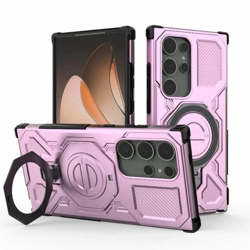 Funda magnética de TPU y PC MagSafe de color sólido para Samsung Galaxy S24 Ultra 5G J-20 (rosa)
