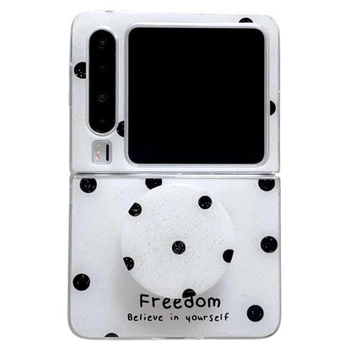 Funda para Huawei Pura X con diseño de puntos brillantes y soporte (blanca)