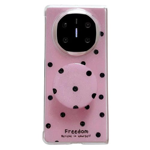 Funda con soporte para Huawei Mate X6 con diseño de puntos brillantes (rosa y rojo)