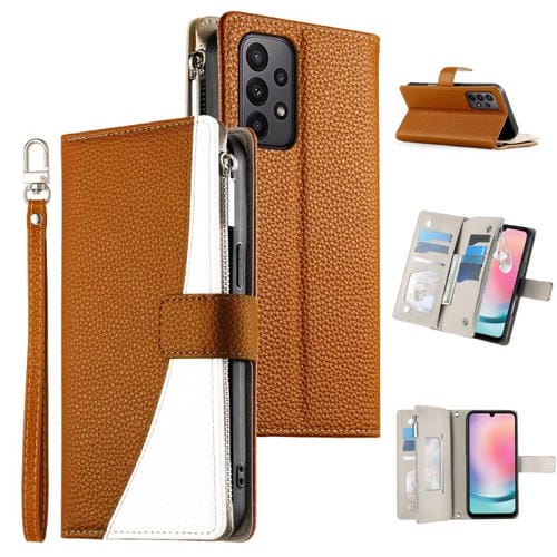 Funda de cuero con cremallera y múltiples tarjetas para Samsung Galaxy A23 4G / 5G / M13 4G / M23 (marrón)