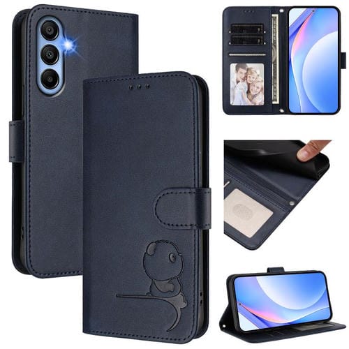 Funda de cuero con estampado RFID y cordón para Samsung Galaxy A15 5G/4G (azul)