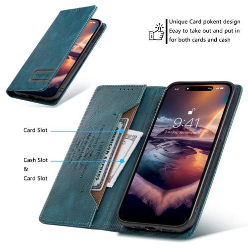 Funda de cuero magnética con textura retro RFID para Motorola Edge 60 Pro (verde)