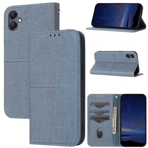 Funda de cuero magnético con textura tejida y costuras para Samsung Galaxy A07 4G/A06 4G (gris)