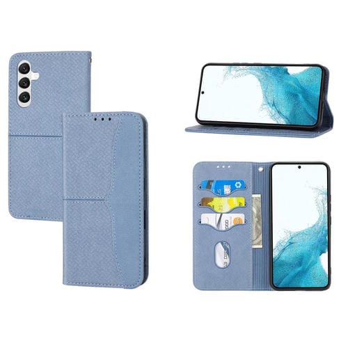 Funda de cuero magnético con textura tejida y costuras para Samsung Galaxy A17 5G/A26 5G (gris)