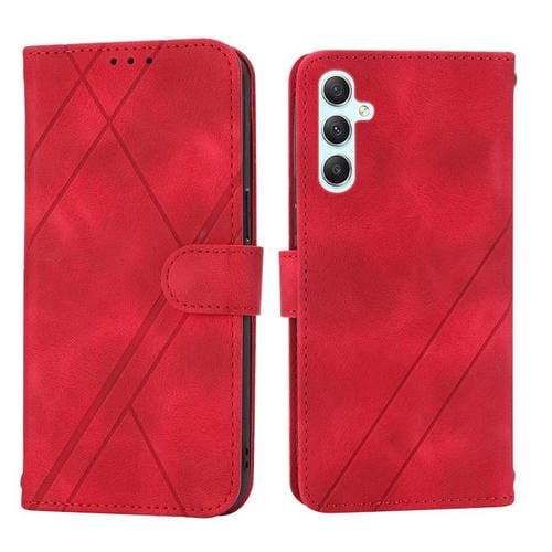 Funda de cuero con relieve y cordón para Samsung Galaxy A17 5G / A26 5G (roja)