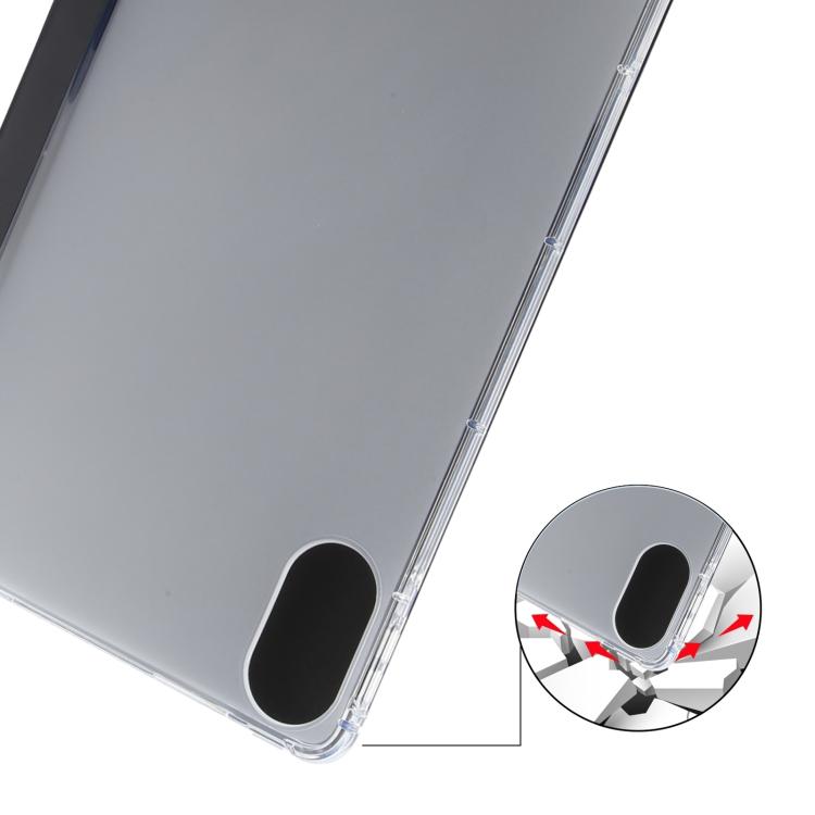 Funda de cuero inteligente de TPU transparente de 3 pliegues para Xiaomi Redmi Pad 2 con ranura para bolígrafo (negra)
