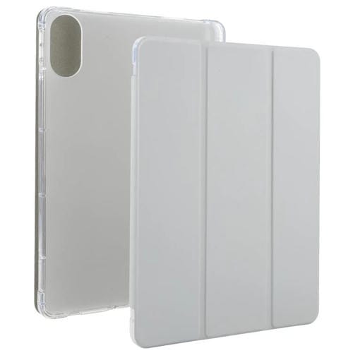 Funda de cuero inteligente de TPU transparente de 3 pliegues para Xiaomi Redmi Pad 2 con ranura para bolígrafo (gris espacial)