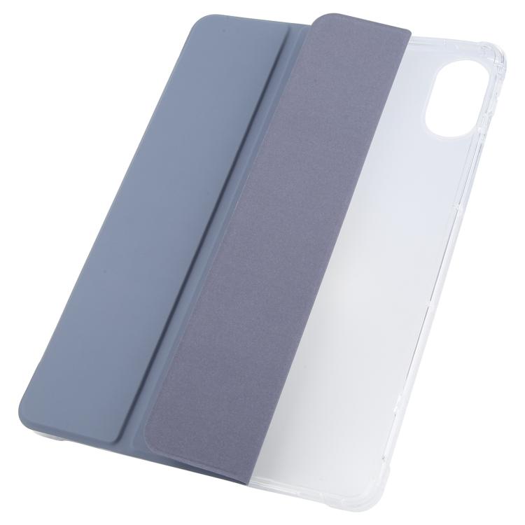 Funda de cuero inteligente de TPU transparente de 3 pliegues para Xiaomi Redmi Pad 2 con ranura para bolígrafo (morado lavanda)
