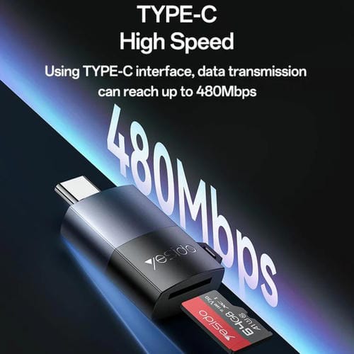 Lector de tarjetas TF Yesido GS37 Tipo-C (Negro)