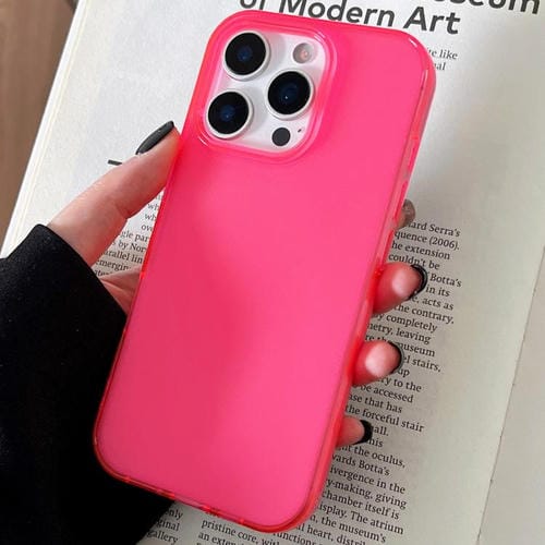 Funda de TPU transparente y cómoda para iPhone 15 Pro Max (rosa roja)