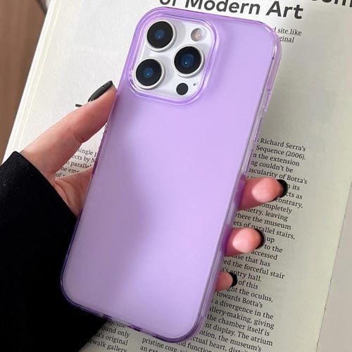 Funda de TPU transparente y esmerilada para iPhone 15 Pro (morada)
