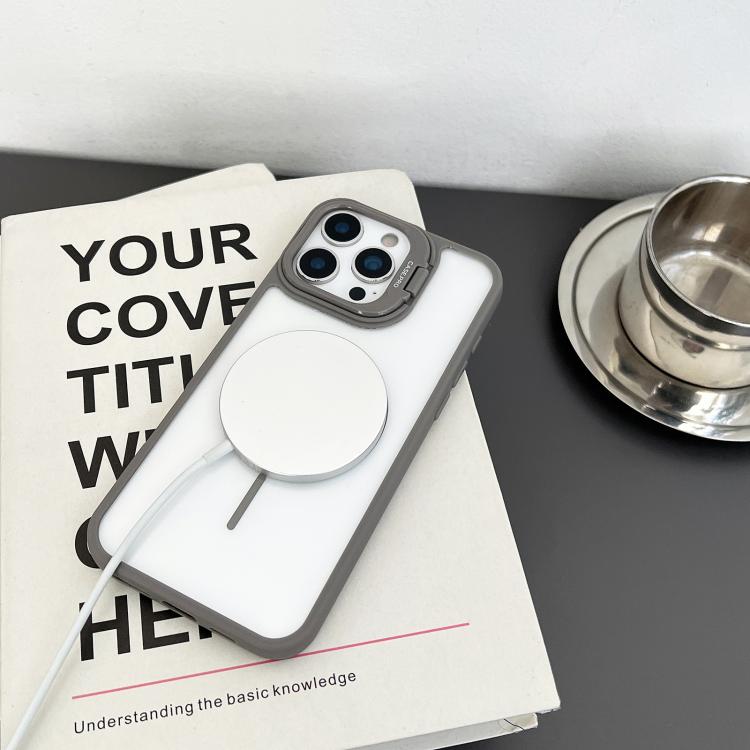 Funda magnética MagSafe para iPhone 13 Pro con soporte para lente de PC (gris)