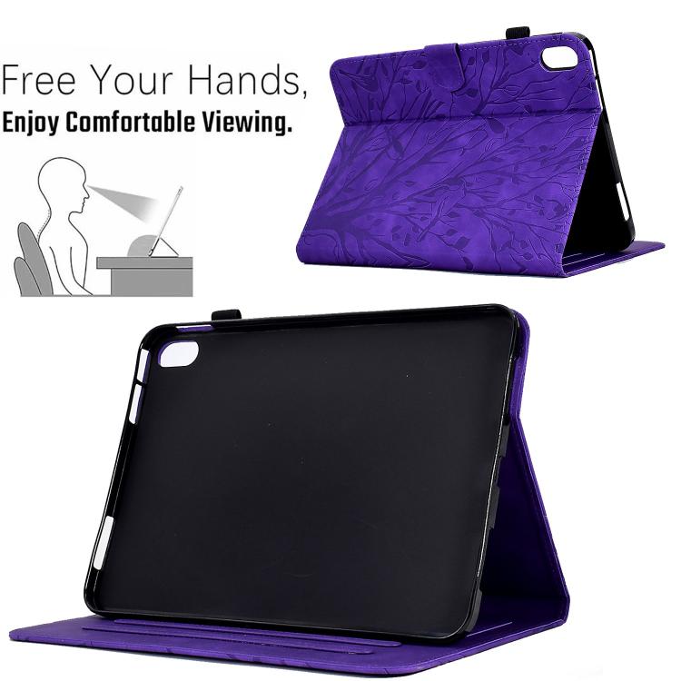 Funda de cuero con relieve "Fortune Tree" para Xiaomi Redmi Pad 2 (morado)