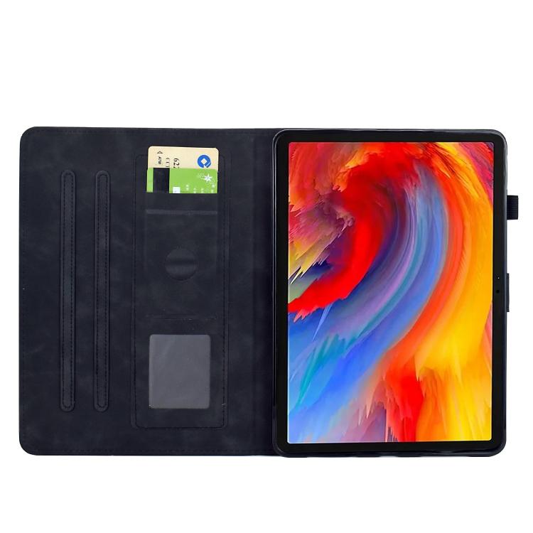Funda de cuero inteligente con estampado de flores y pájaros para Xiaomi Redmi Pad 2 (negra)