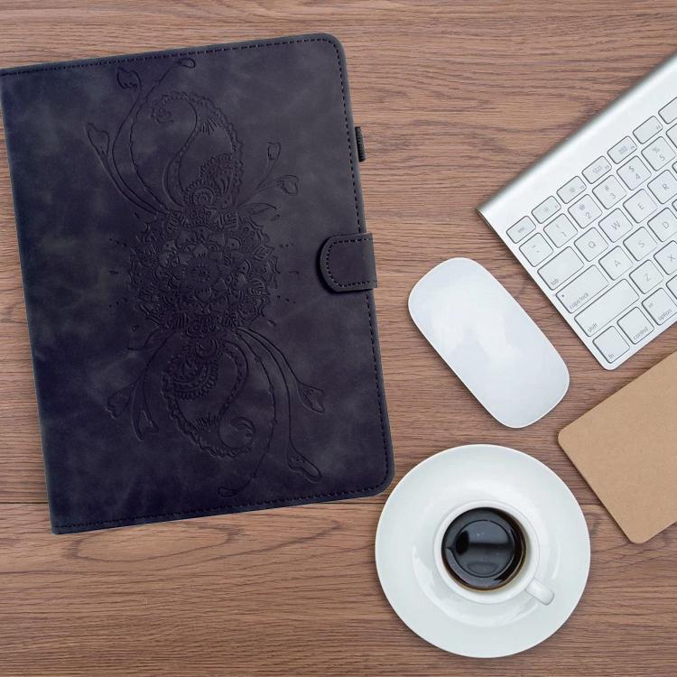 Funda de cuero inteligente con relieve Mandala para Xiaomi Redmi Pad 2 (negra)