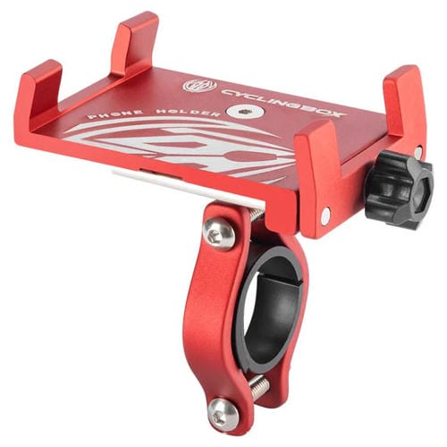 Soporte de teléfono para motocicleta, bicicleta y navegación, de aleación de aluminio, resistente a golpes (rojo)