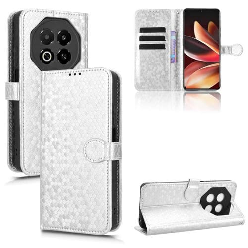 Funda de cuero con textura de panal y puntos para Meizu Note 16 (plateada)