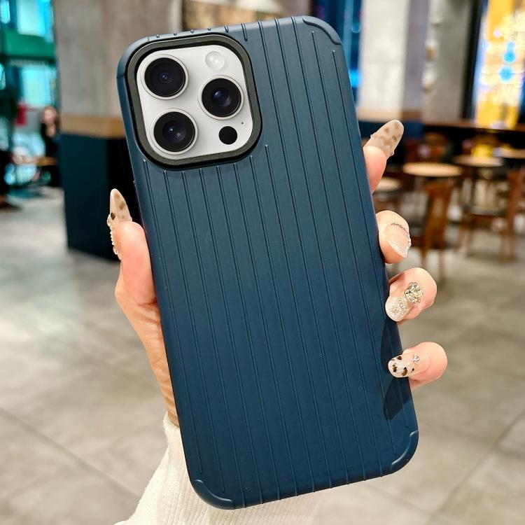 Funda MagSafe de cobertura total para iPhone 13 Pro Max con diseño inspirado en equipaje (azul oscuro)