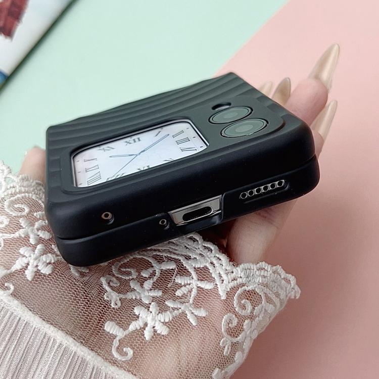 Funda de PC con textura ondulada MagSafe para Huawei nova Flip (negra)