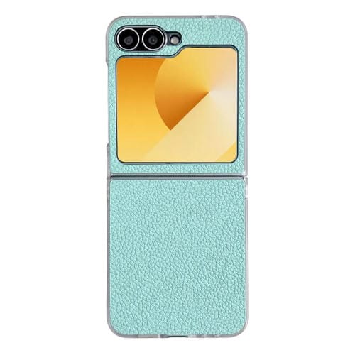 Funda de cuero transparente con textura de lichi para Samsung Galaxy Z Flip6 (verde menta)