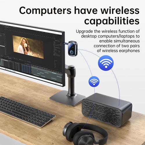 Adaptador de audio inalámbrico 2 en 1 para coche C86S Pro, receptor y transmisor de audio de 3,5 mm (negro)