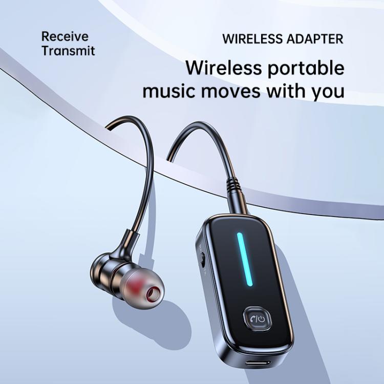 Adaptador de audio inalámbrico C89 2 en 1 con clip trasero para coche, receptor y transmisor de audio de 3,5 mm (negro)