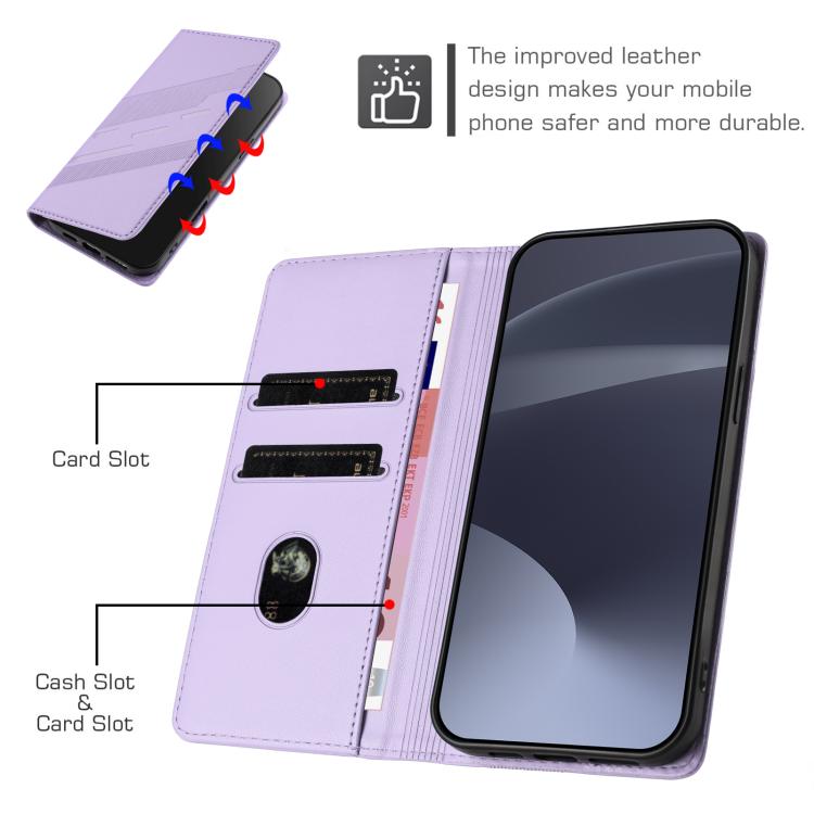Funda de cuero retro con relieve para teléfono HMD Fusion (morado claro)