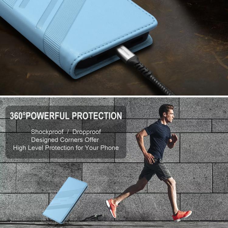 Funda de cuero retro con relieve para teléfono HMD Fusion (azul claro)