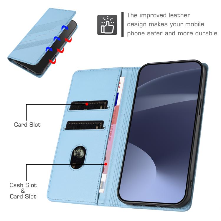 Funda de cuero retro con relieve para teléfono HMD Skyline (azul claro)