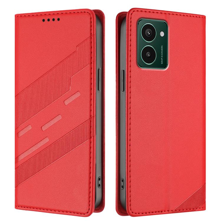 Funda de cuero retro con relieve para teléfono HMD Pulse Pro (rojo)