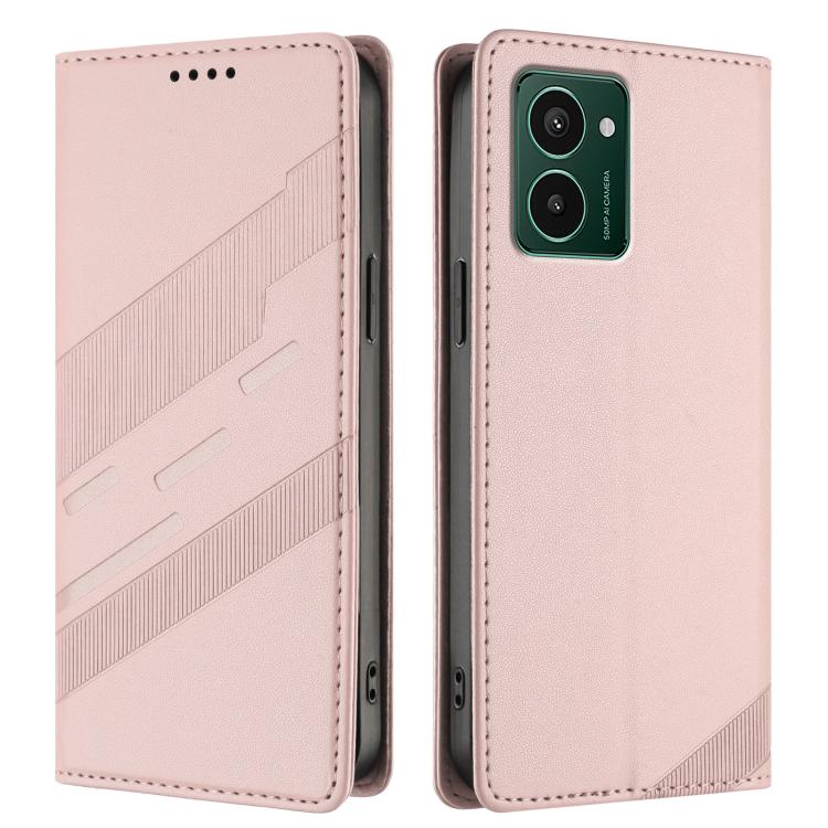 Funda de cuero retro con relieve para teléfono HMD Pulse Pro (rosa)