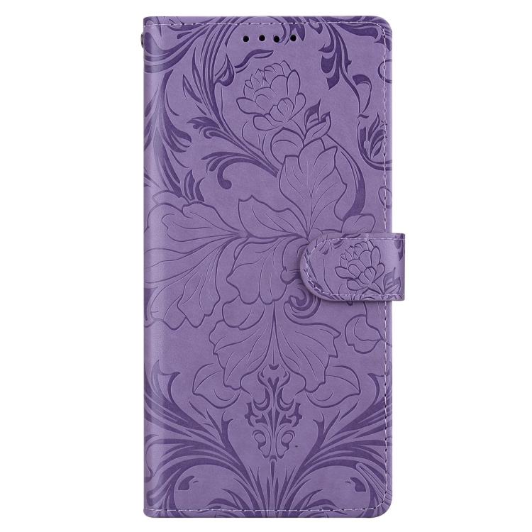Funda de cuero con estampado floral en relieve para Honor 400 Global (156,5 mm) (morado)