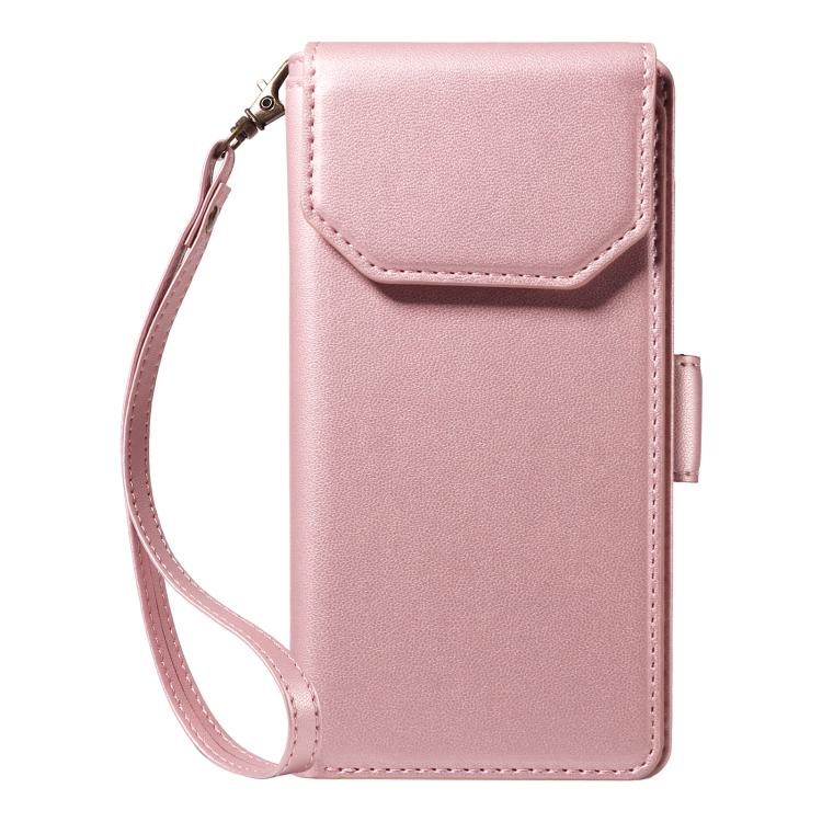 Funda de cuero con múltiples tarjetas y correa para iPhone 17 Air (oro rosa)