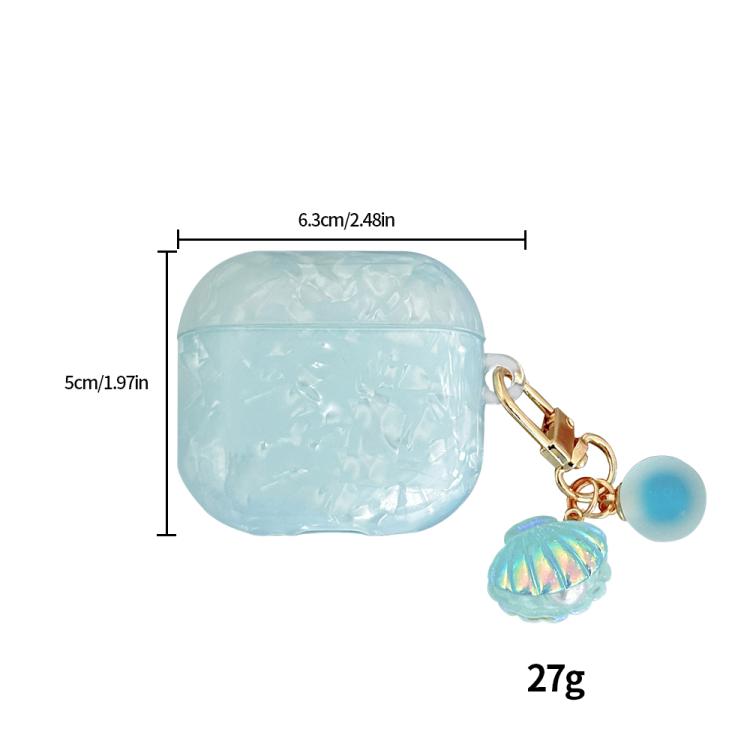 Estuche para auriculares AirPods 4 con textura de perla y hebilla colgante (azul claro)