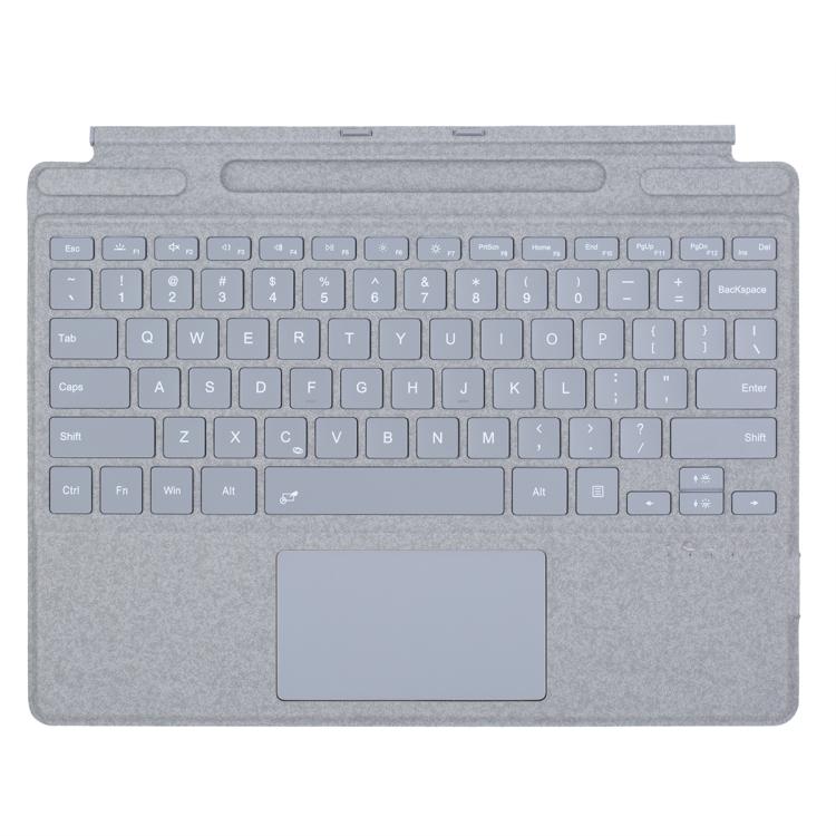 Teclado Bluetooth con panel táctil y retroiluminación de un solo color para Microsoft Surface Pro 9/10/11/12 (gris claro)