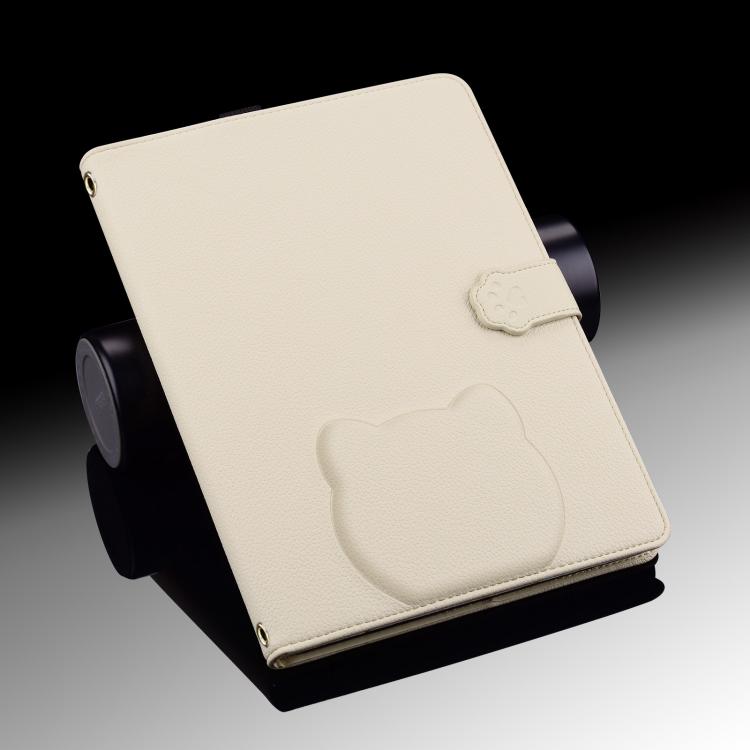 Funda inteligente de piel de lichi con tacto de gato para iPad Air 11 (2025/2024) (blanco albaricoque)