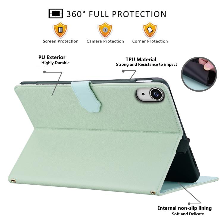 Funda inteligente de piel de lichi con tacto de gato para iPad mini 2024/mini 6 (verde)