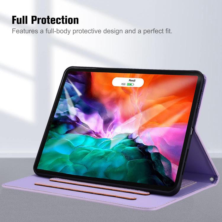 Funda inteligente de piel de lichi con tacto de gato para iPad mini 2024/mini 6 (morada)